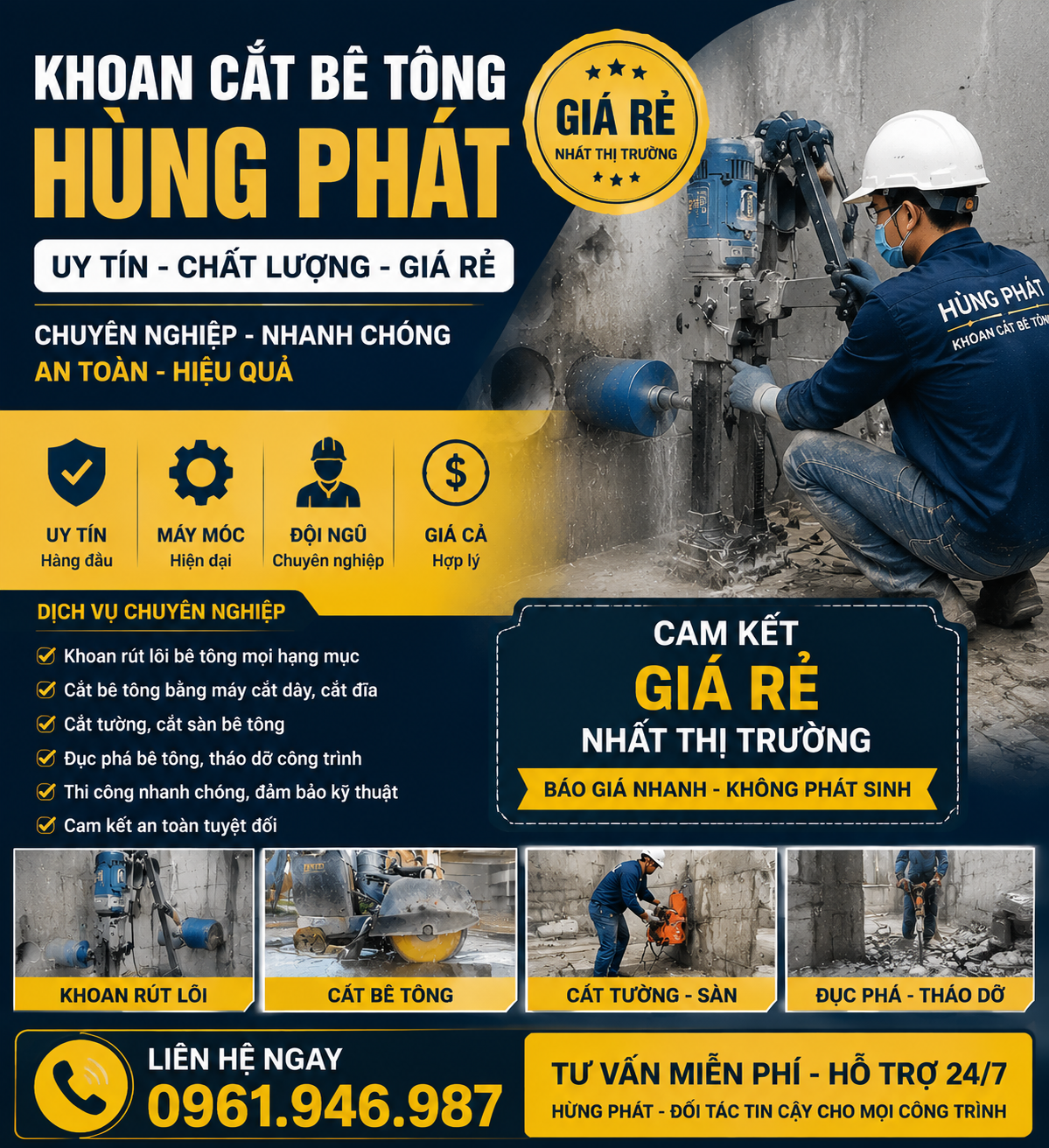 Cắt Đục Đi Đường Ống Nước ở TPHCM