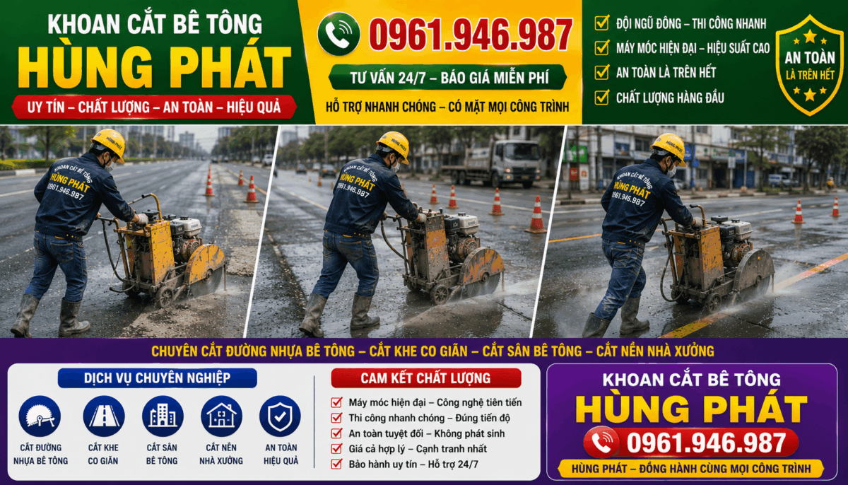 Khoan cắt bê tông hùng phát