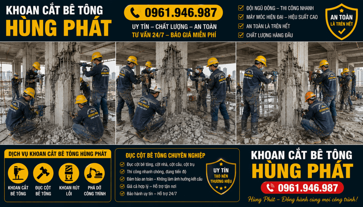 khoan cắt bê tông hùng phát