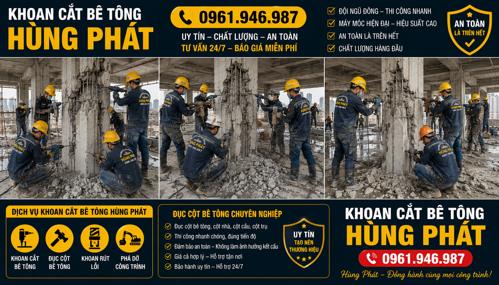 khoan cắt bê tông hùng phát